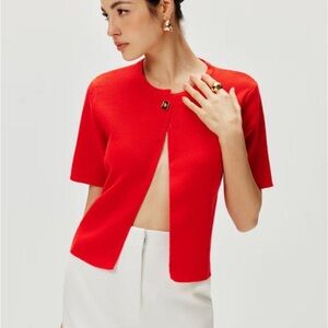 Zara short sleeve red cardigan, new with tags